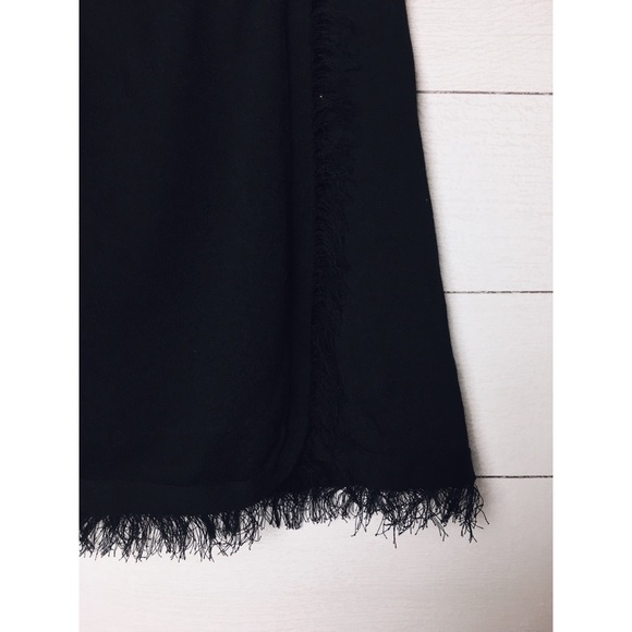 Honey Punch | Black Frayed Hem Wrap Skirt - Picture 2 of 5